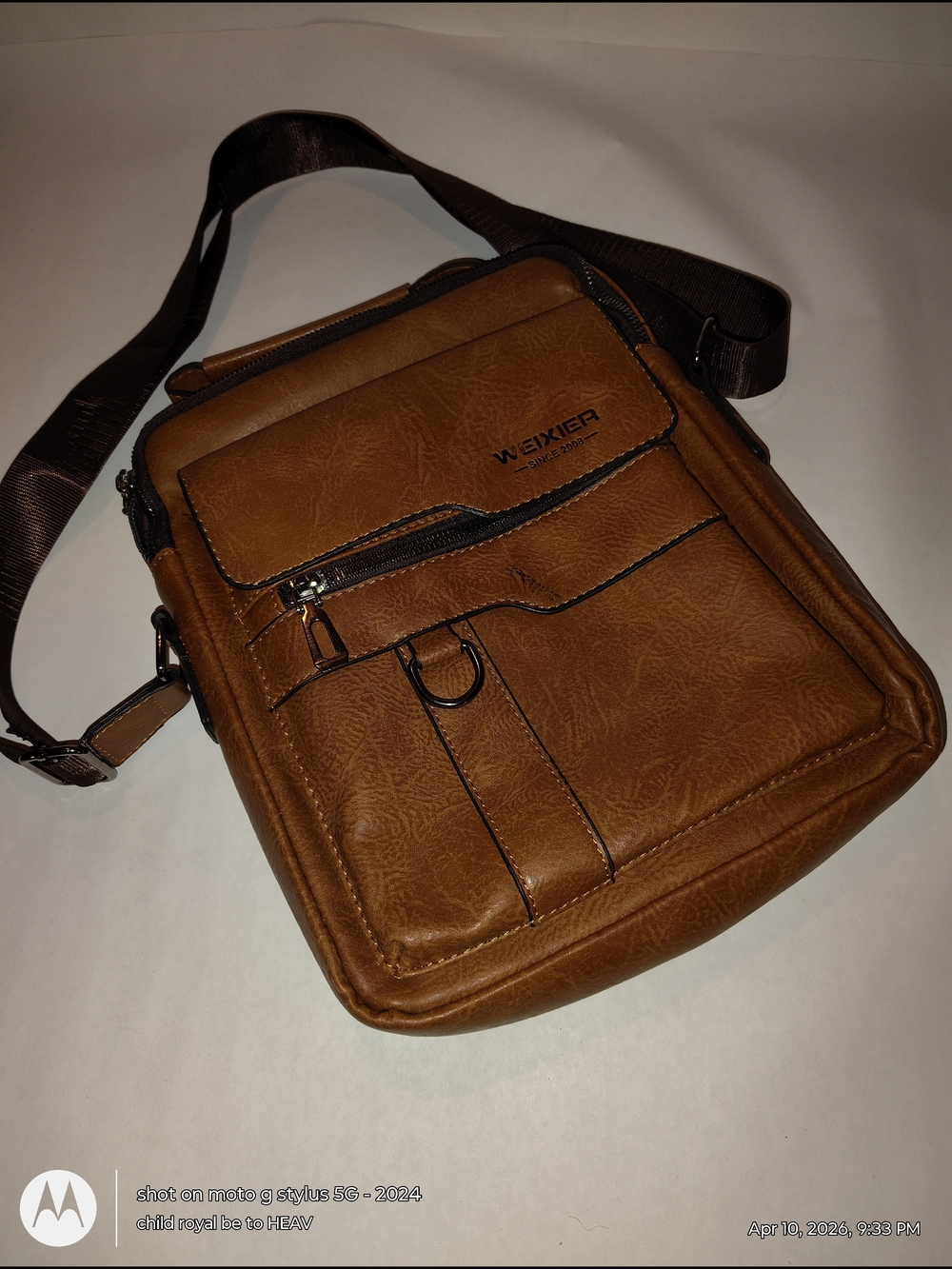 Unisex Brown Crossbody Messenger Bag Weixier